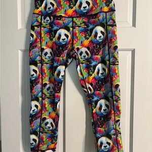 Capri Lisa Frank Vibes Colorful Panda Leggings